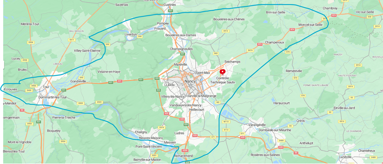 Zone d'intervention Lorraine SERV